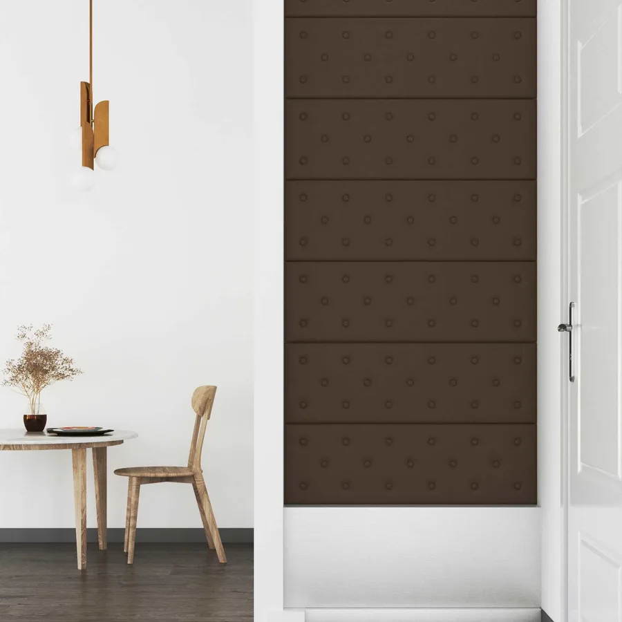 Tête de lit murale 12 pcs Marron 90 x 30 cm Simili cuir - 3