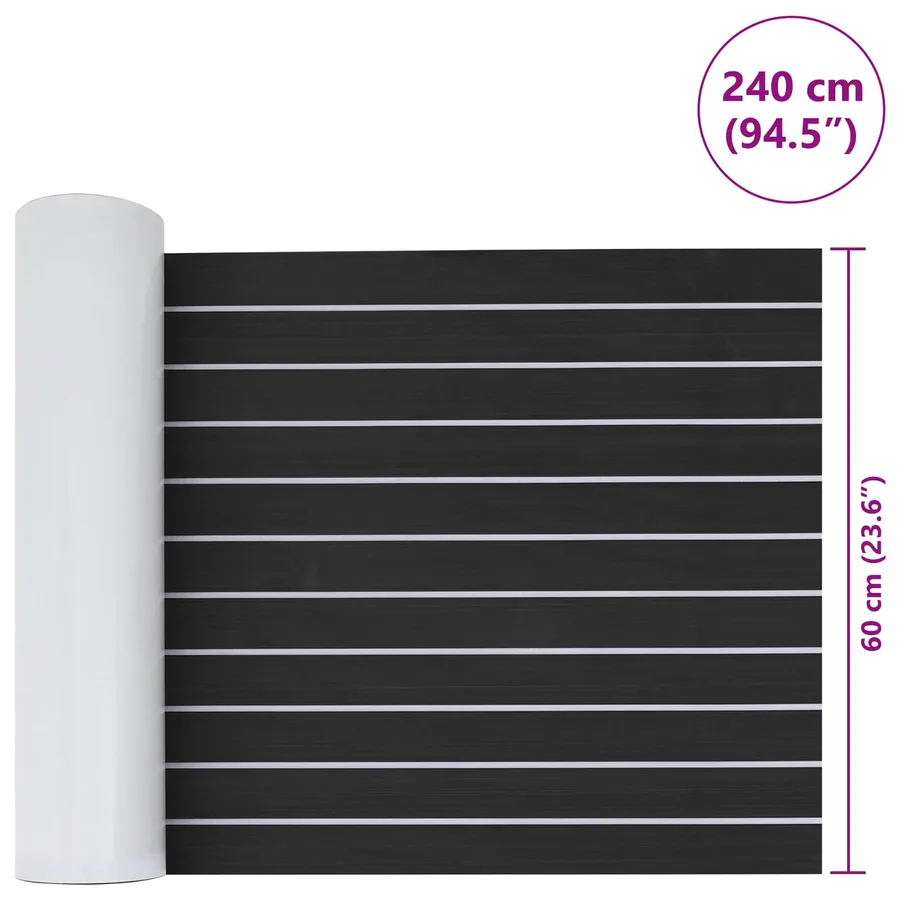 Tapis de bateau Rayé Gris foncé et blanc 240 x 60 cm EVA - 8