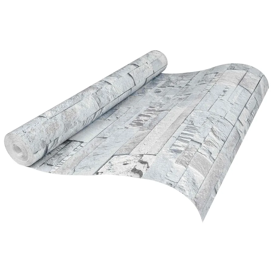 Papier peint en pierre 3D Gris clair 10 x 0,53 m