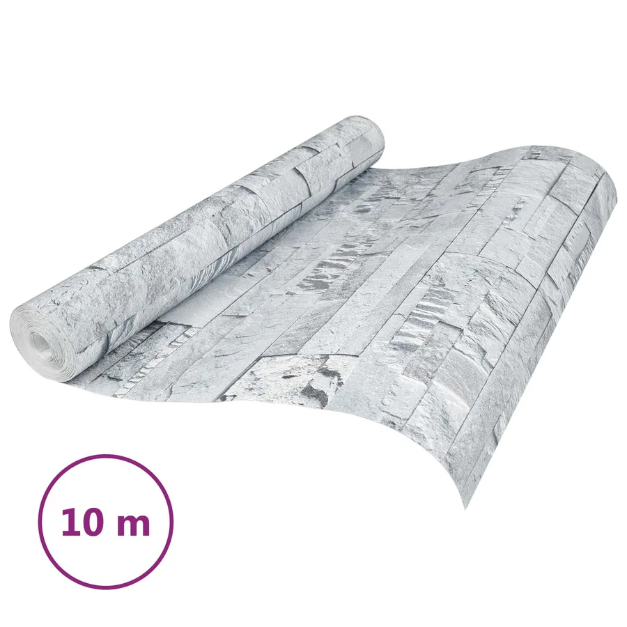 Papier peint en pierre 3D Gris clair 10 x 0,53 m - 2