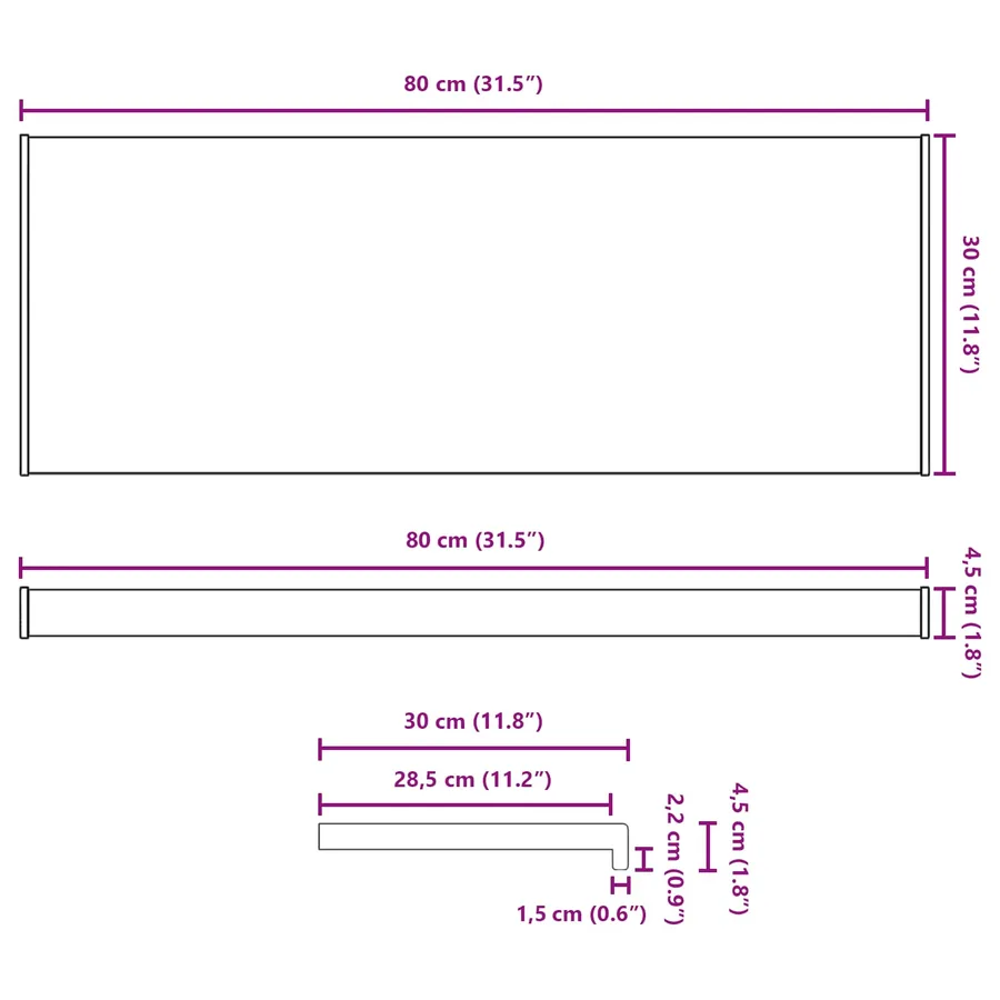 Appui de fenêtre Blanc 80 x 30 x 4,5 cm PVC - 13