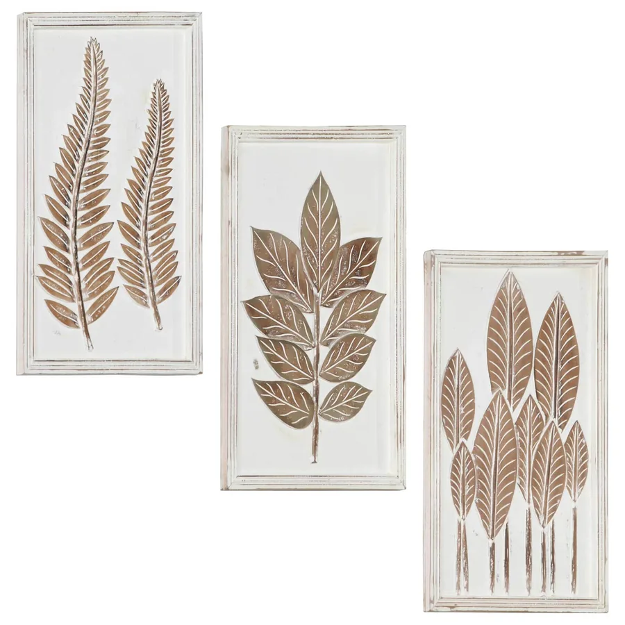 Décor artistique 3 pcs Marron et blanc 40 x 40 x 1,5 cm