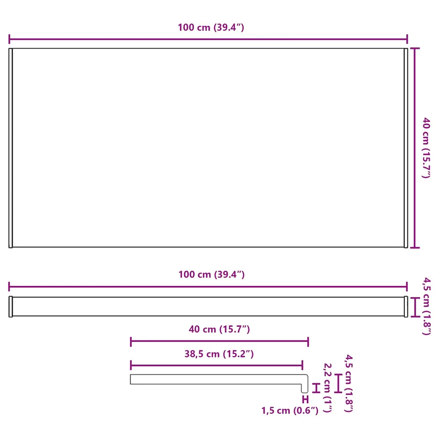 Appui de fenêtre Blanc 100 x 40 x 4,5 cm PVC - 13