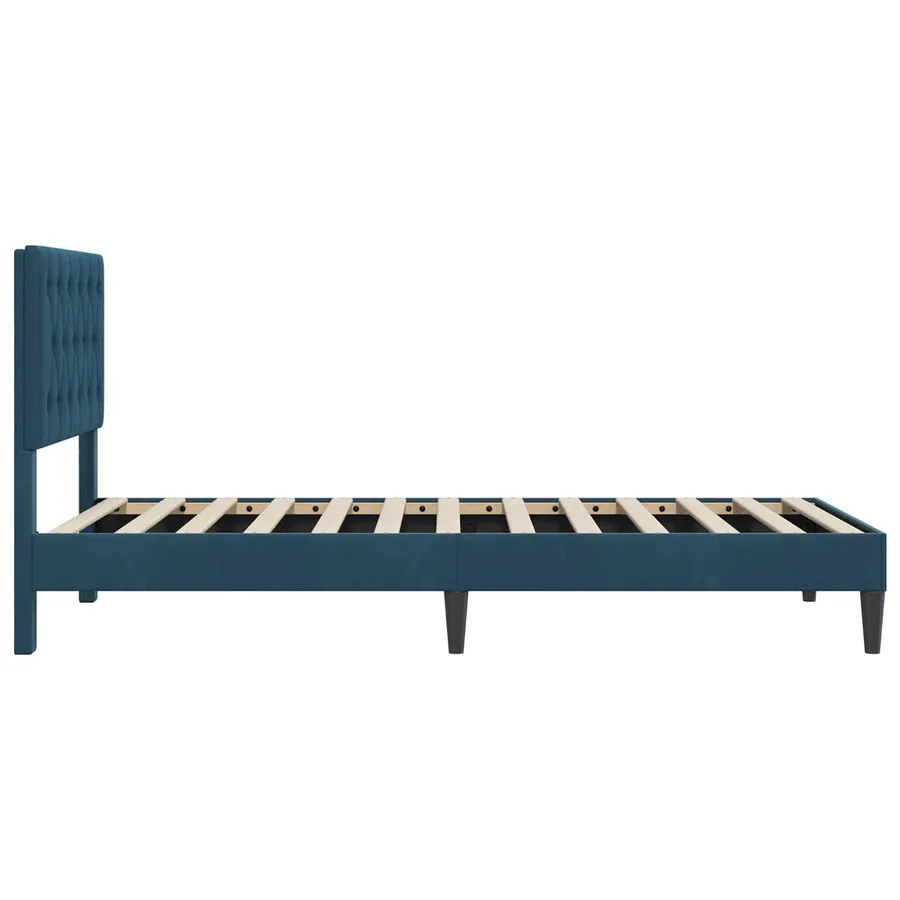 Cadre de lit avec tête de lit Bleu 90 x 200 cm Velours - 5