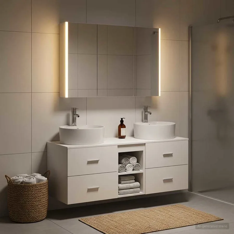 Ensemble de mobilier de salle de bain 4 pcs Blanc