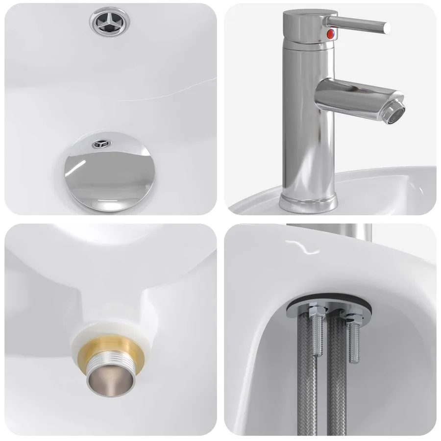 Ensemble de mobilier de salle de bain 4 pcs Blanc - 10