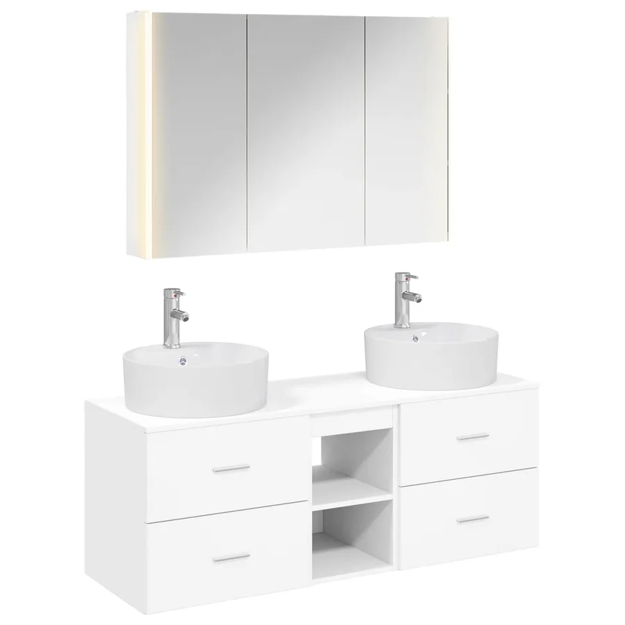 Ensemble de mobilier de salle de bain 4 pcs Blanc - 2