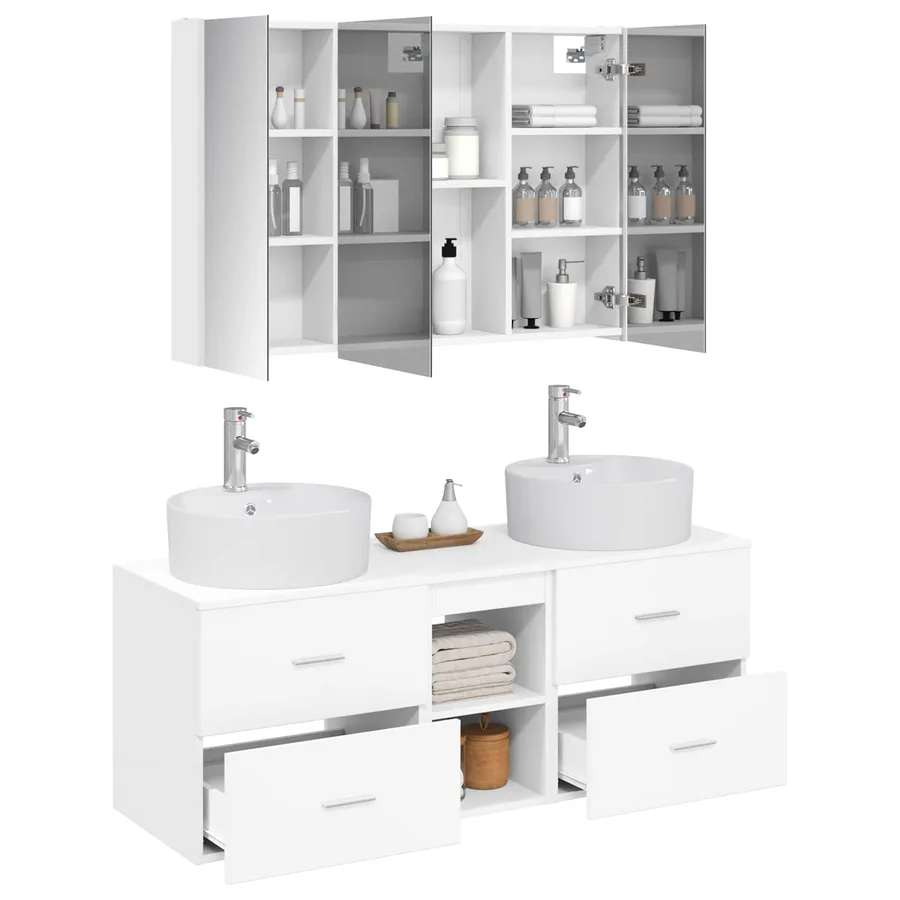 Ensemble de mobilier de salle de bain 4 pcs Blanc - 3