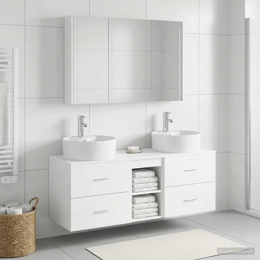 Ensemble de mobilier de salle de bain 4 pcs Blanc - 4