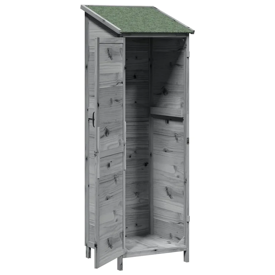 Abri de jardin Gris 59,5 x 56 x 176,5 cm Bois de Sapin Massif - 4