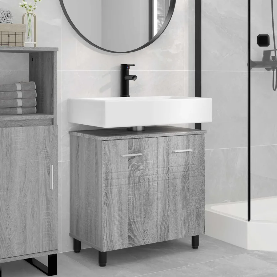 Unité de vanité de salle de bain Sonoma gris 60 x 35 x 60 cm