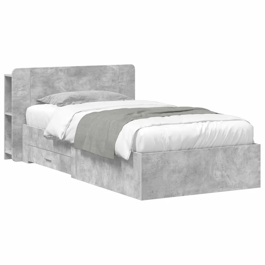 Cadre de lit avec rangement Gris béton 80 x 200 cm - 2