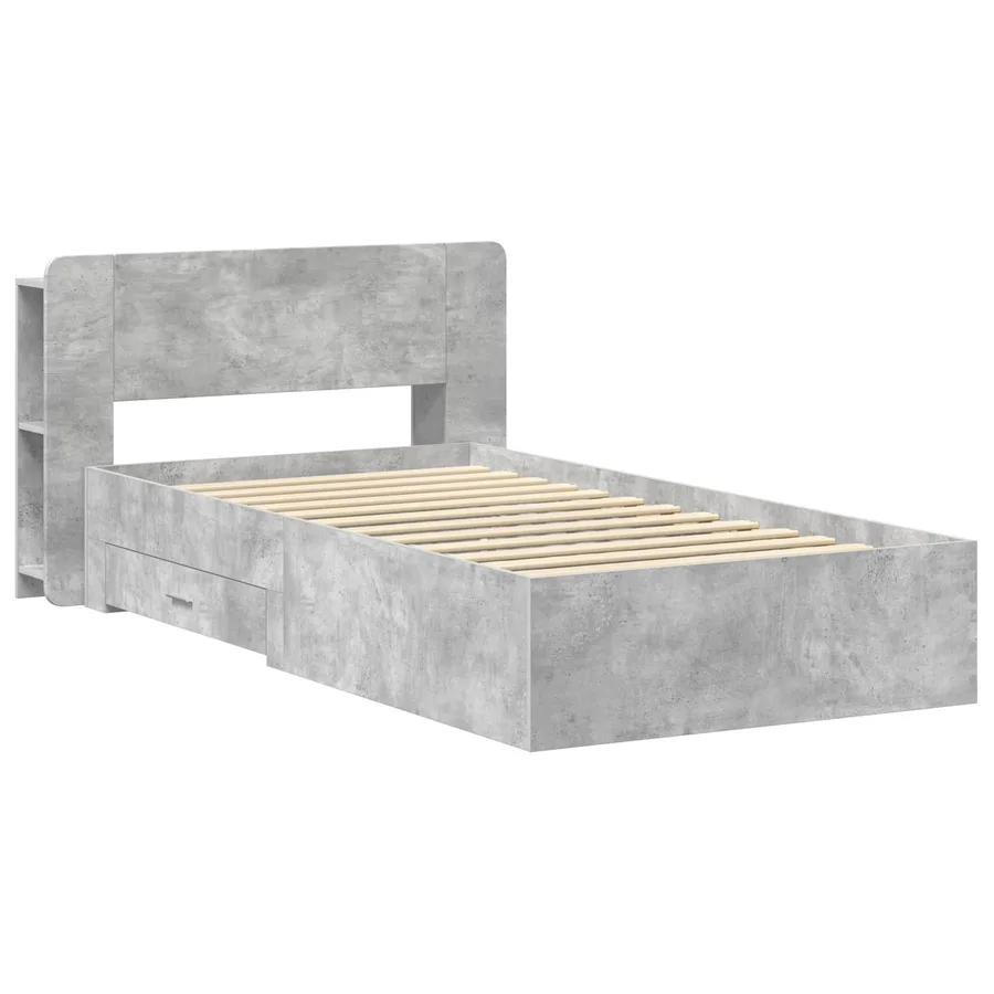 Cadre de lit avec rangement Gris béton 80 x 200 cm - 3