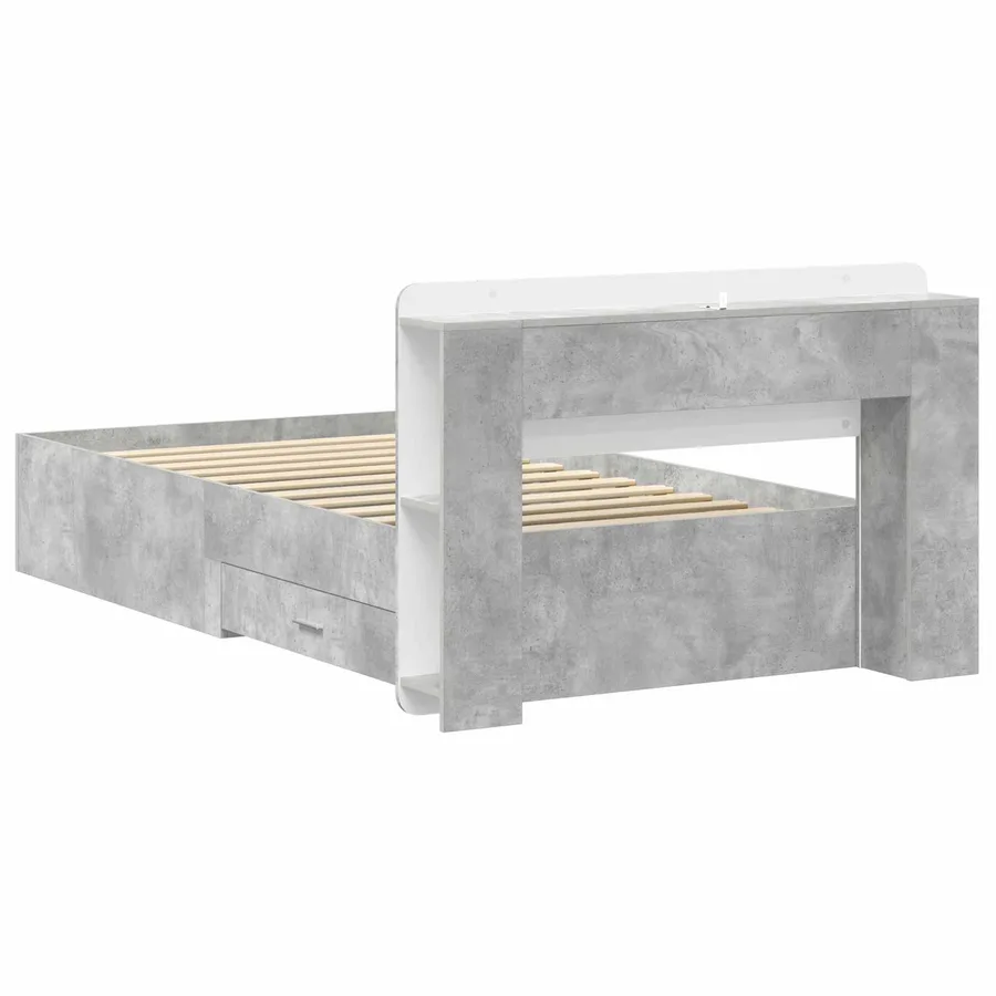 Cadre de lit avec rangement Gris béton 80 x 200 cm - 6