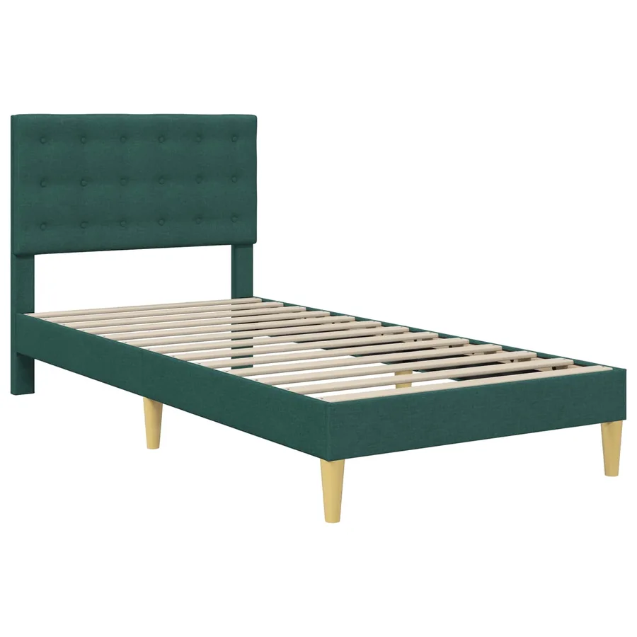 Cadre de lit avec tête de lit Vert foncé 90 x 200 cm Tissu - 3
