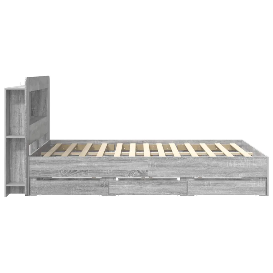 Cadre de lit avec rangement Sonoma gris 135 x 190 cm - 5