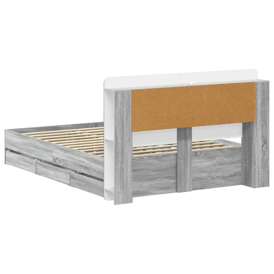 Cadre de lit avec rangement Sonoma gris 135 x 190 cm - 6
