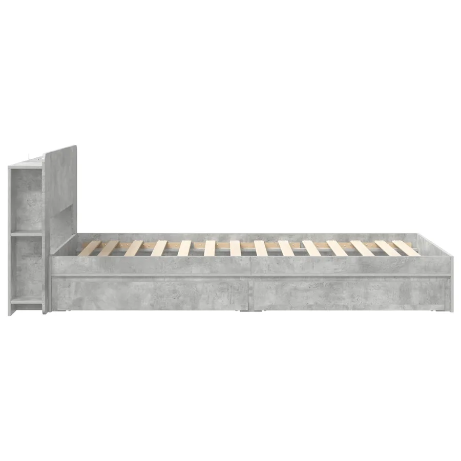 Cadre de lit avec rangement avec tiroir Gris béton 90 x 190 cm - 5