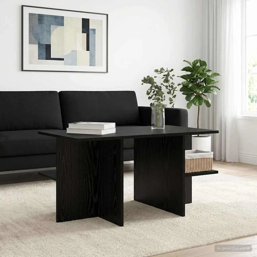 Table basse Chêne noir 87 x 50 x 45 cm Bois d’ingénierie - 4