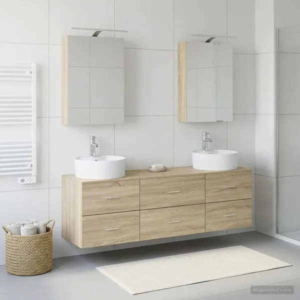 Ensemble de mobilier de salle de bain 5 pcs Chêne Sonoma