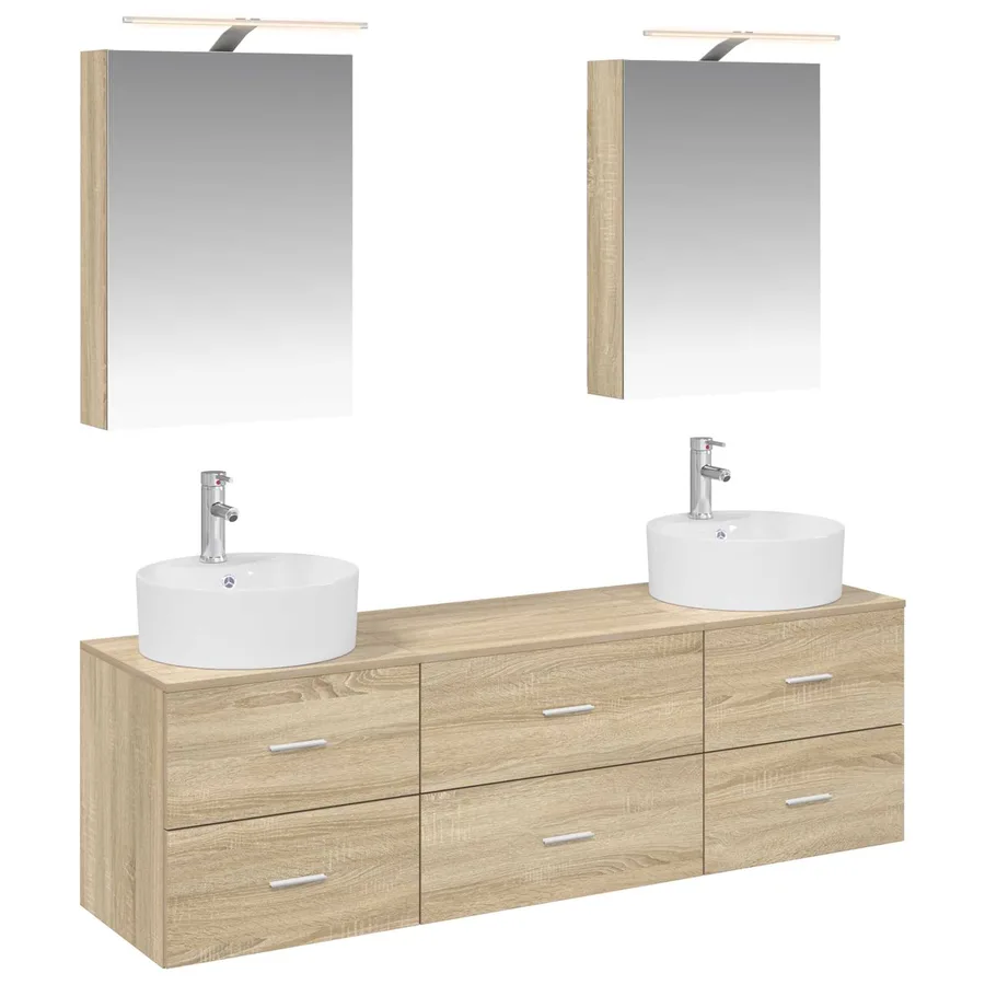 Ensemble de mobilier de salle de bain 5 pcs Chêne Sonoma - 2