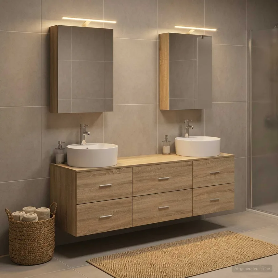 Ensemble de mobilier de salle de bain 5 pcs Chêne Sonoma - 4