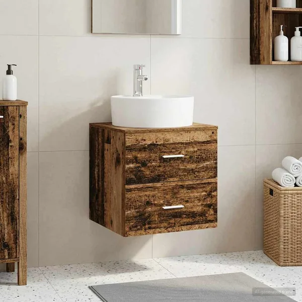 Vanité de lavabo mural Bois ancien 49,5 x 44,5 x 65 cm