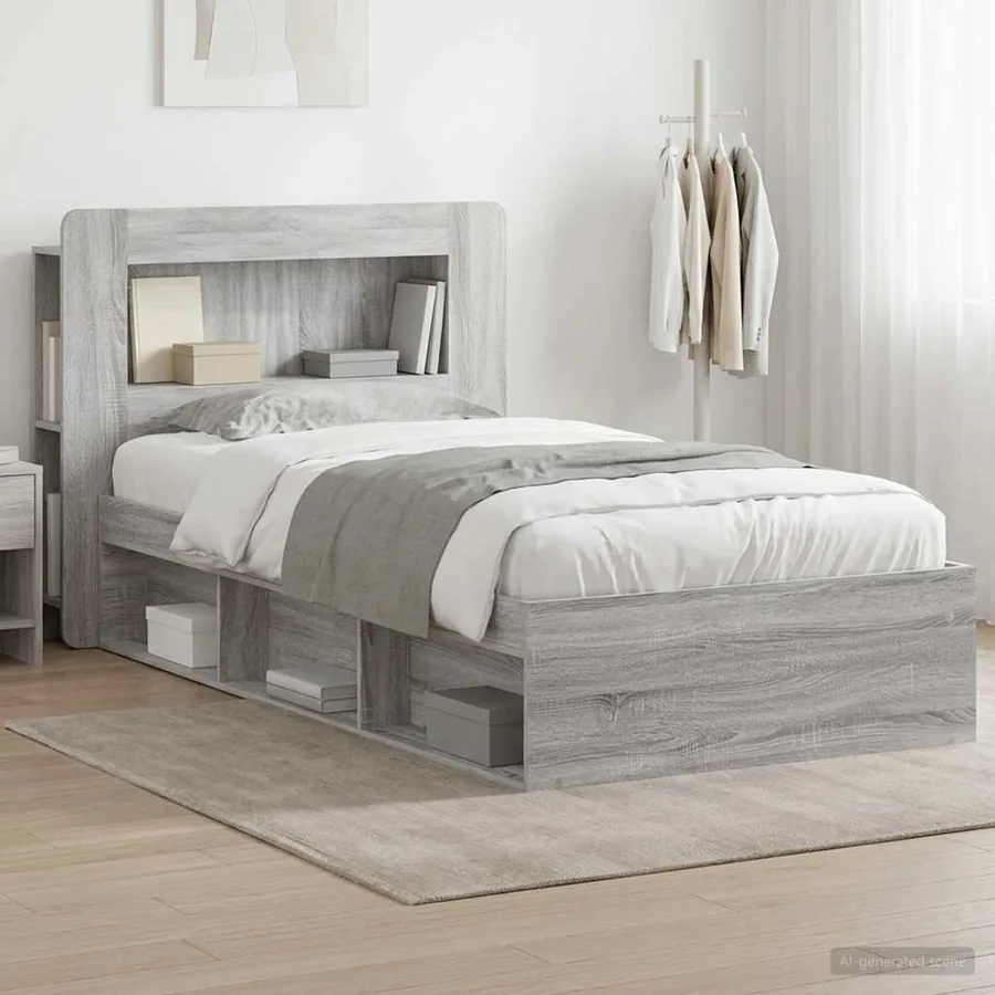 Cadre de lit avec rangement Sonoma gris 75 x 190 cm