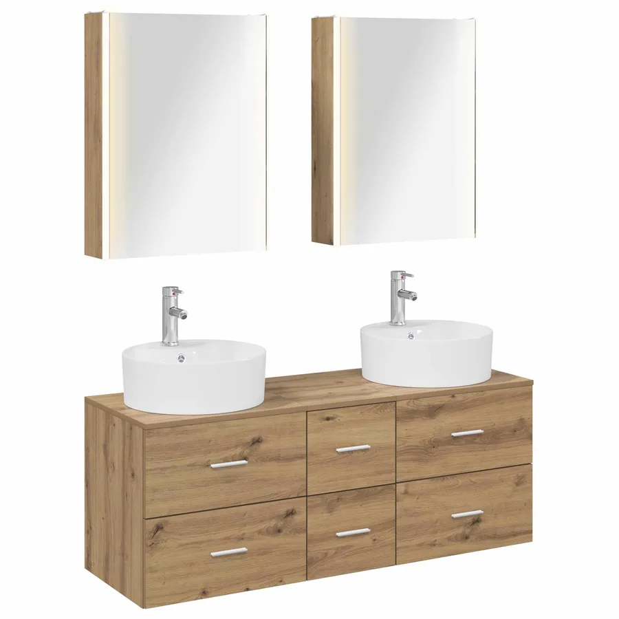 Ensemble de mobilier de salle de bain 5 pc Chêne artisanal - 2