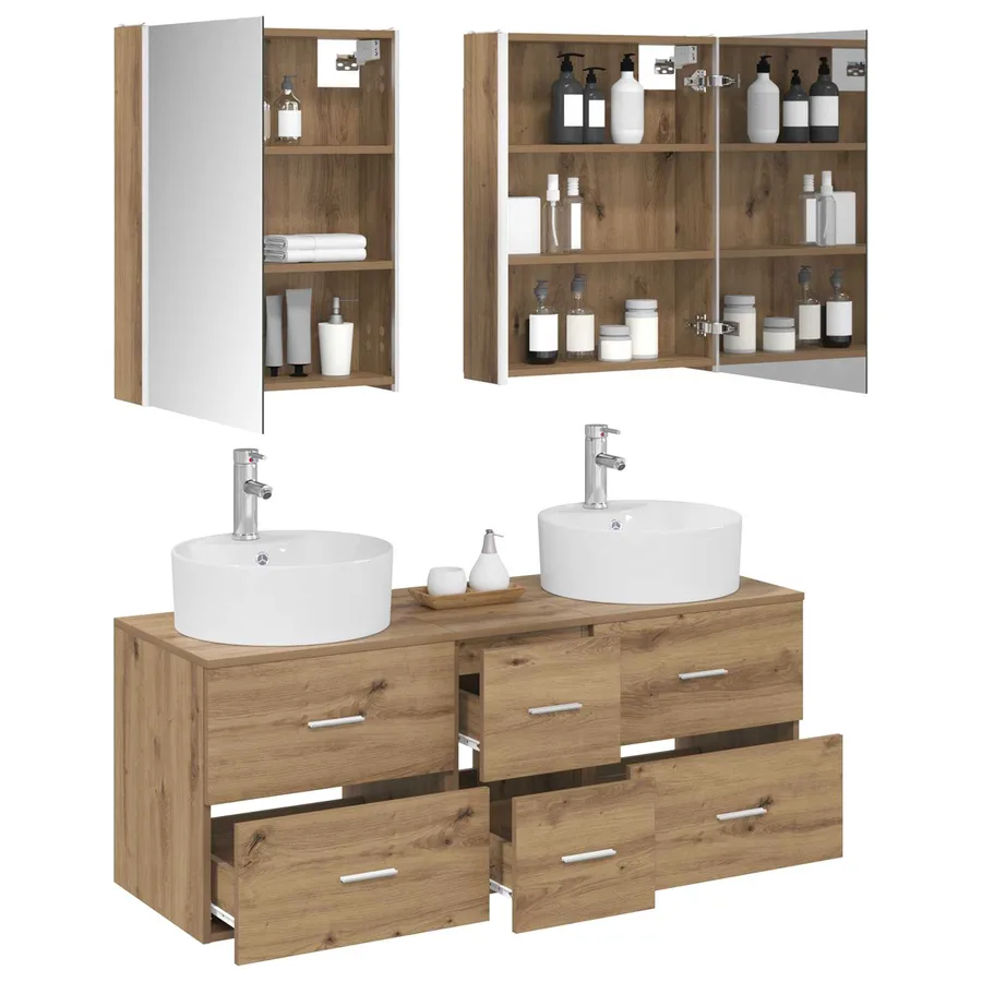 Ensemble de mobilier de salle de bain 5 pc Chêne artisanal - 3