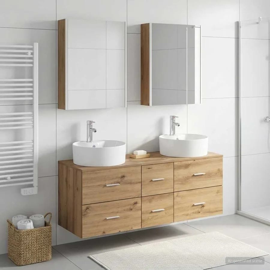 Ensemble de mobilier de salle de bain 5 pc Chêne artisanal - 4