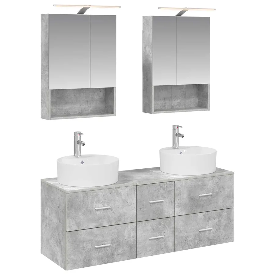 Ensemble de mobilier de salle de bain 5 pcs Gris béton - 2