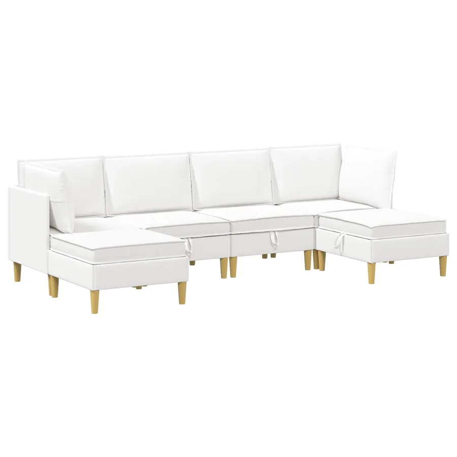 Canapé modulaire avec rangement 6 pcs Blanc Tissu - 2