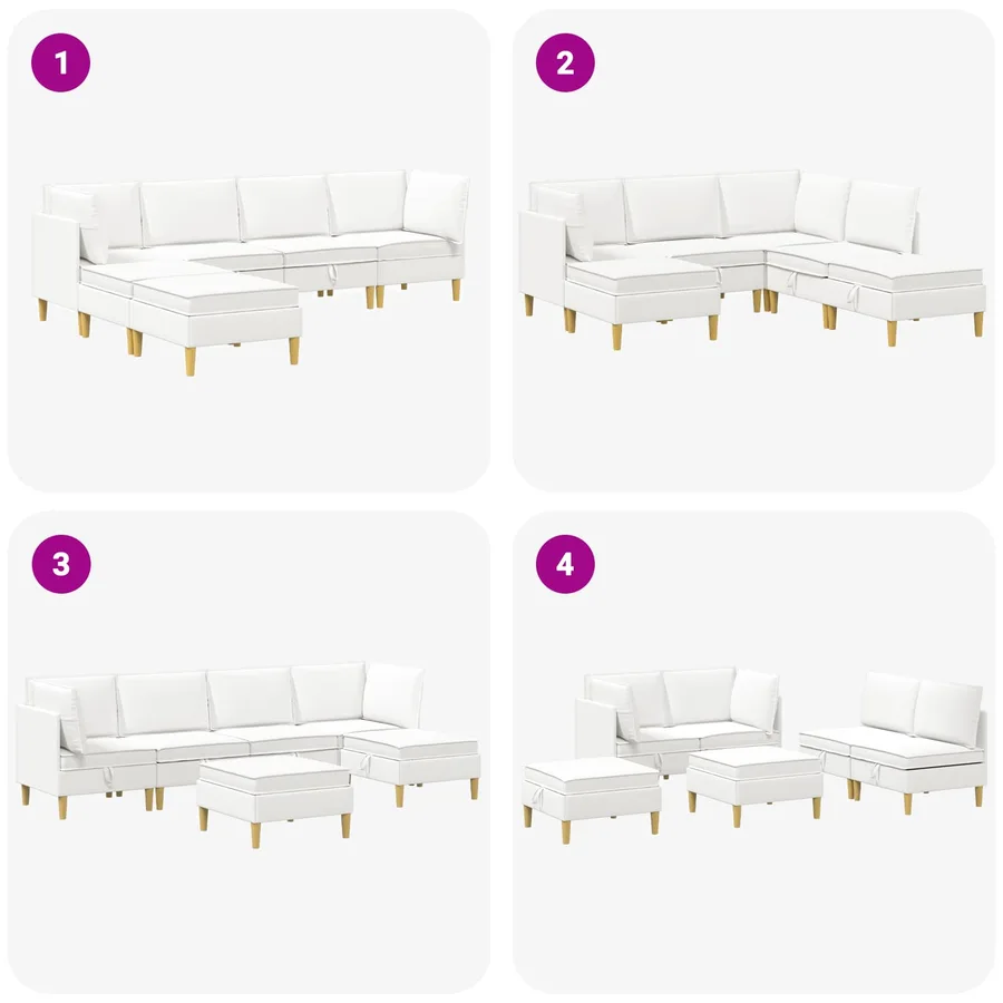 Canapé modulaire avec rangement 6 pcs Blanc Tissu - 9