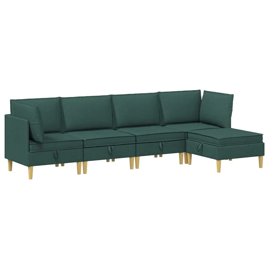 Canapé modulaire avec rangement 5 pcs Vert foncé Tissu - 2
