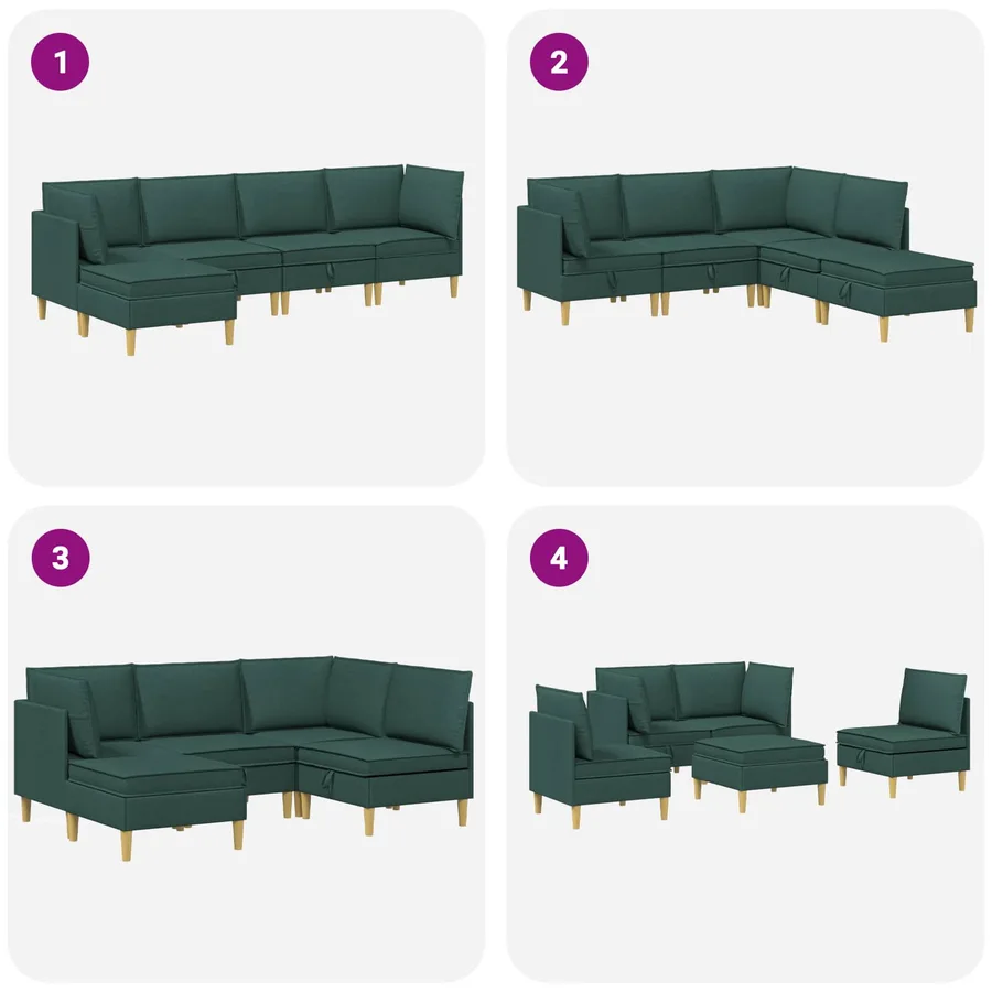 Canapé modulaire avec rangement 5 pcs Vert foncé Tissu - 9