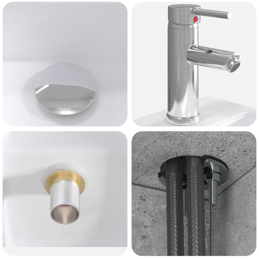Ensemble de mobilier de salle de bain 5 pcs Gris béton - 8