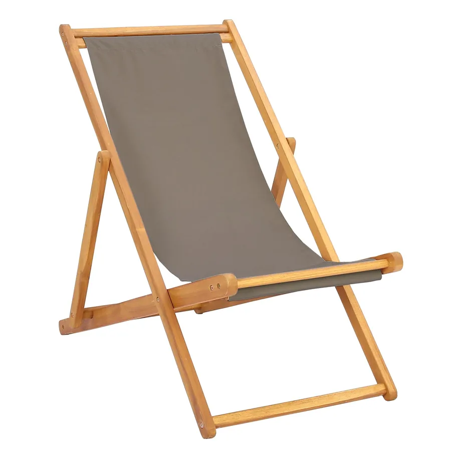 Chaise de plage Taupe Bois de teck massif - 2