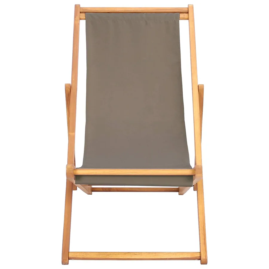 Chaise de plage Taupe Bois de teck massif - 3