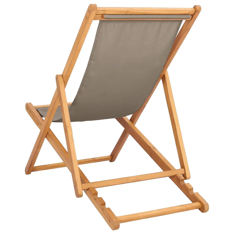 Chaise de plage Taupe Bois de teck massif - 5