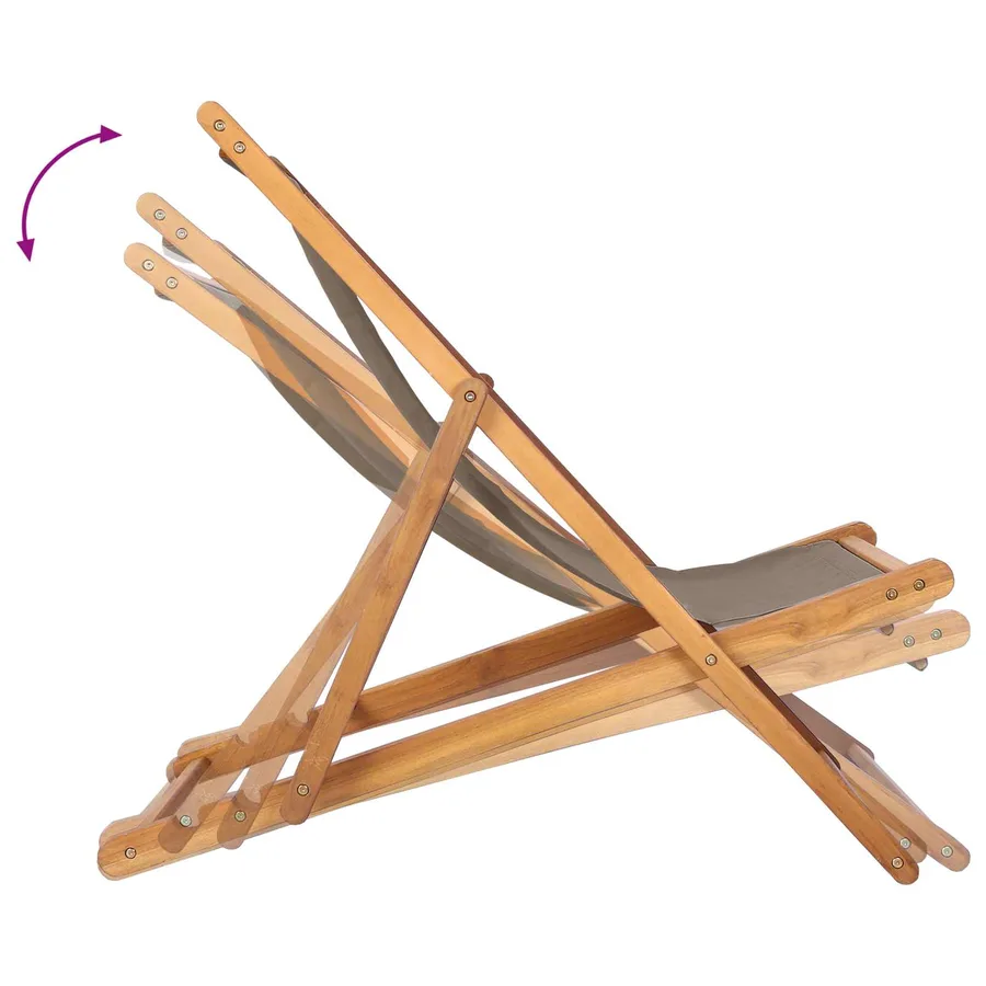 Chaise de plage Taupe Bois de teck massif - 8