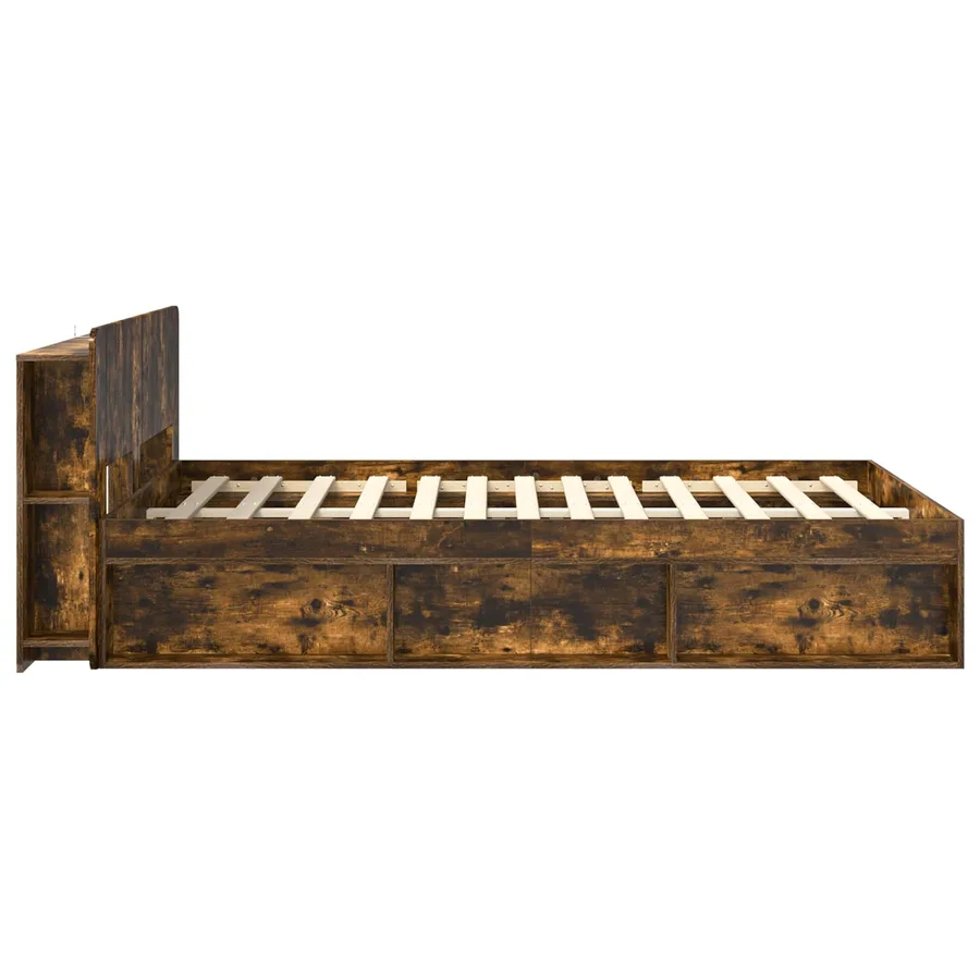 Cadre de lit avec rangement Chêne fumé 140 x 200 cm - 4