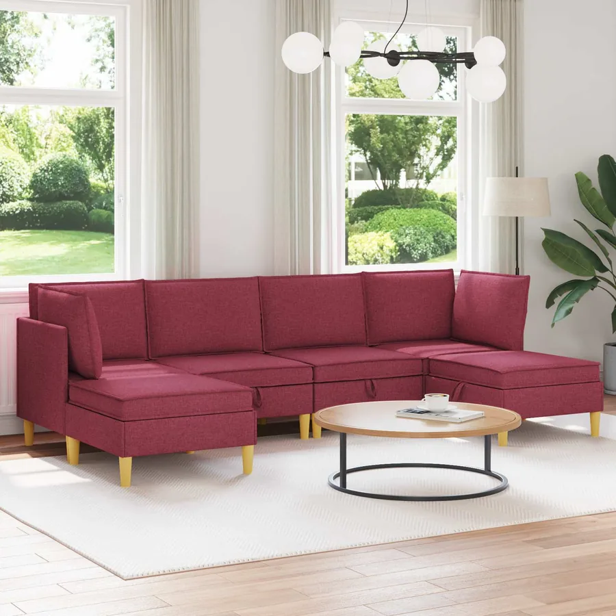 Canapé modulaire avec rangement 6 pcs Bordeaux Tissu