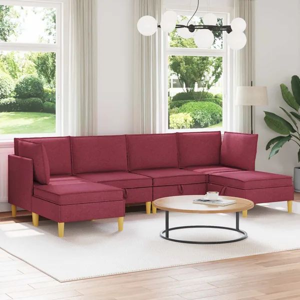 Canapé modulaire avec rangement 6 pcs Bordeaux Tissu