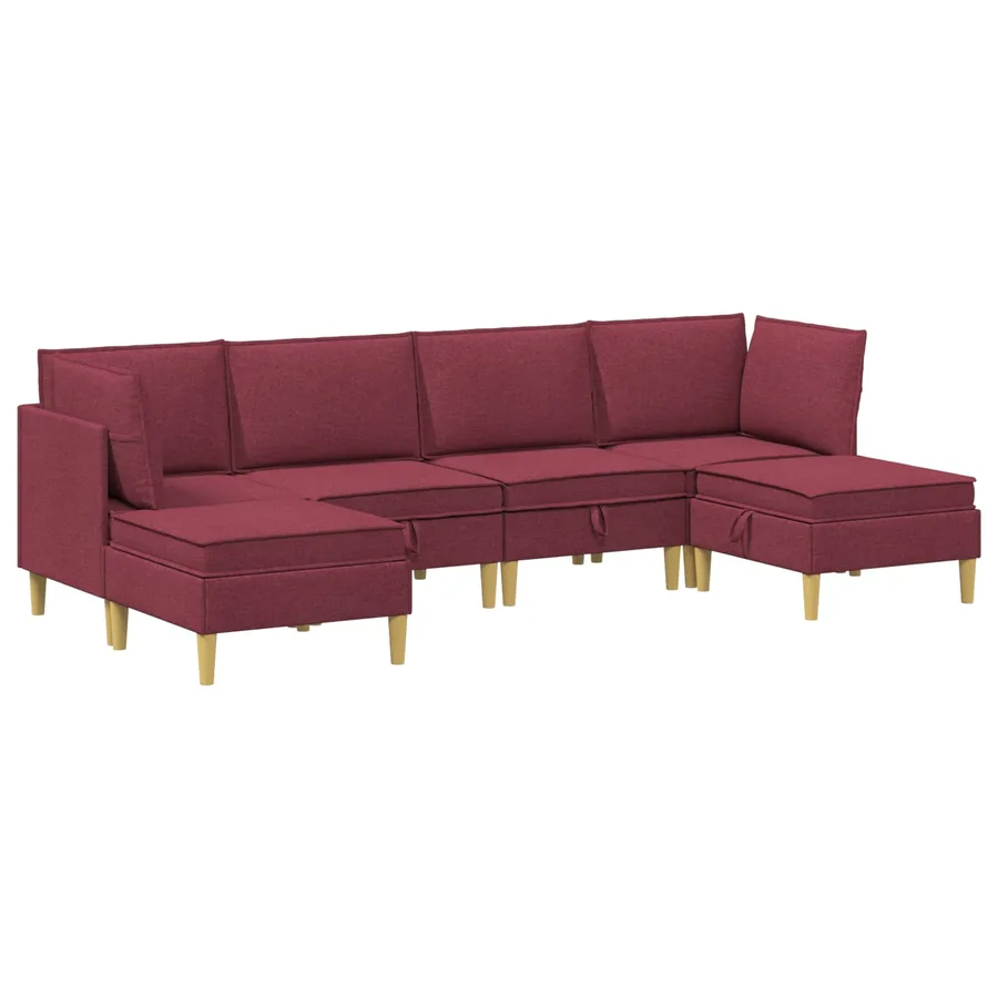 Canapé modulaire avec rangement 6 pcs Bordeaux Tissu - 2