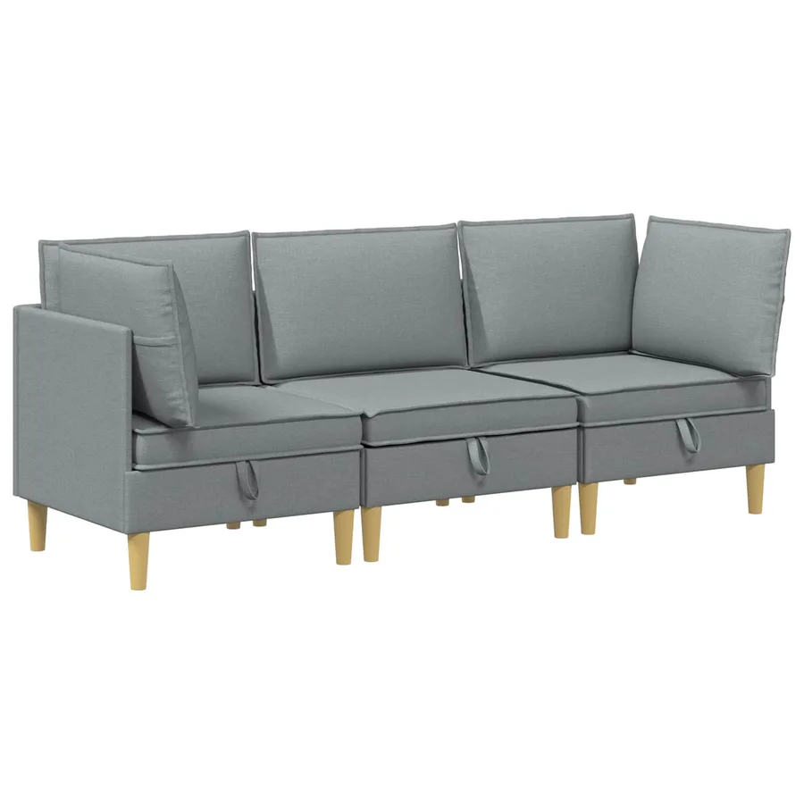 Canapé modulaire avec rangement 3 pcs Gris clair Tissu - 2