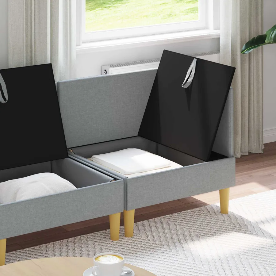 Canapé modulaire avec rangement 3 pcs Gris clair Tissu - 3