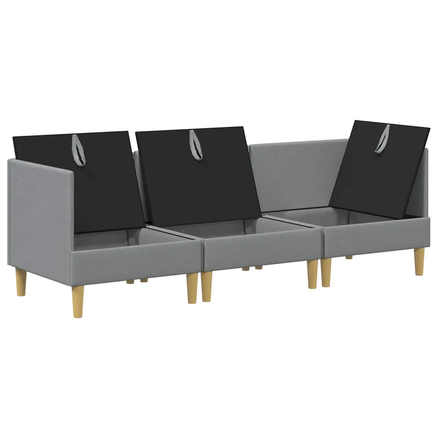 Canapé modulaire avec rangement 3 pcs Gris clair Tissu - 4