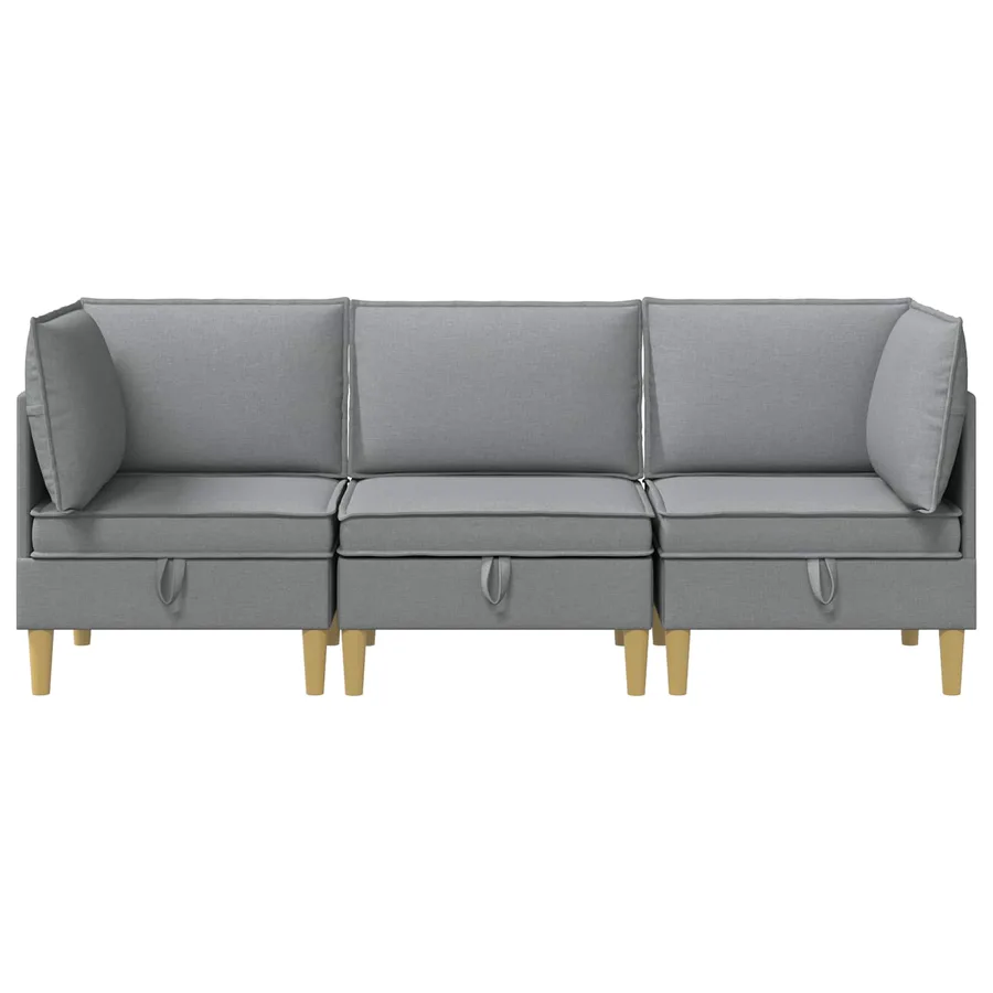 Canapé modulaire avec rangement 3 pcs Gris clair Tissu - 7