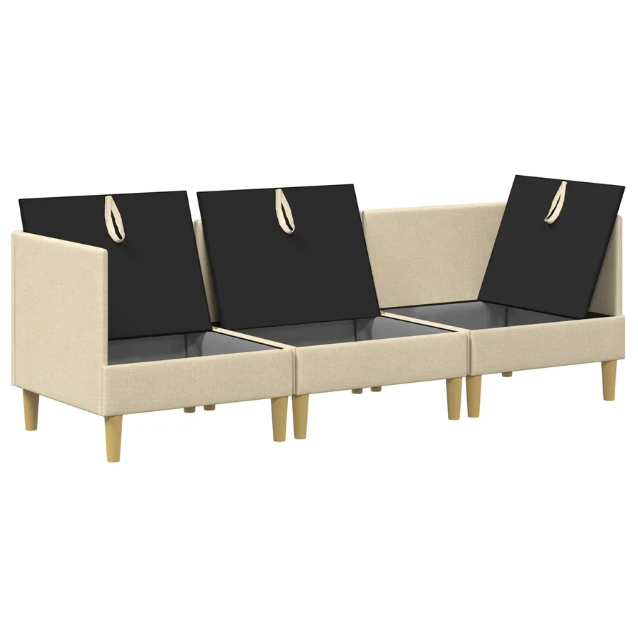 Canapé modulaire avec rangement 3 pcs Crème Tissu - 4